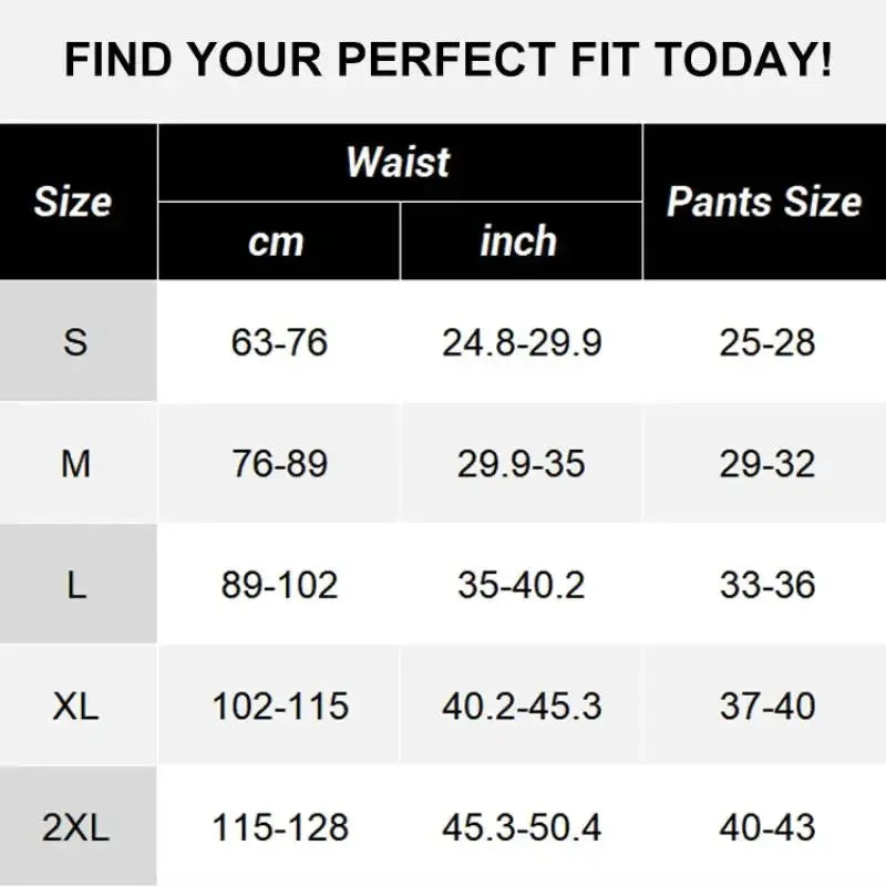 CoreBrace belt size chart